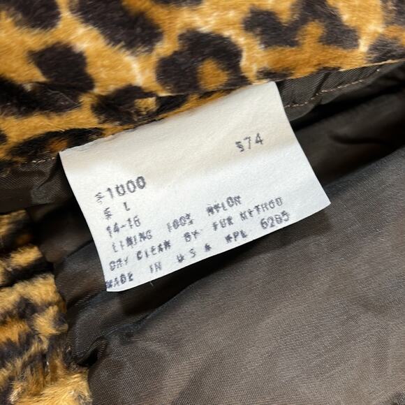Vintage made in USA Leopard faux fur and cable knit coat, size 14-16 - Picture 10 of 11